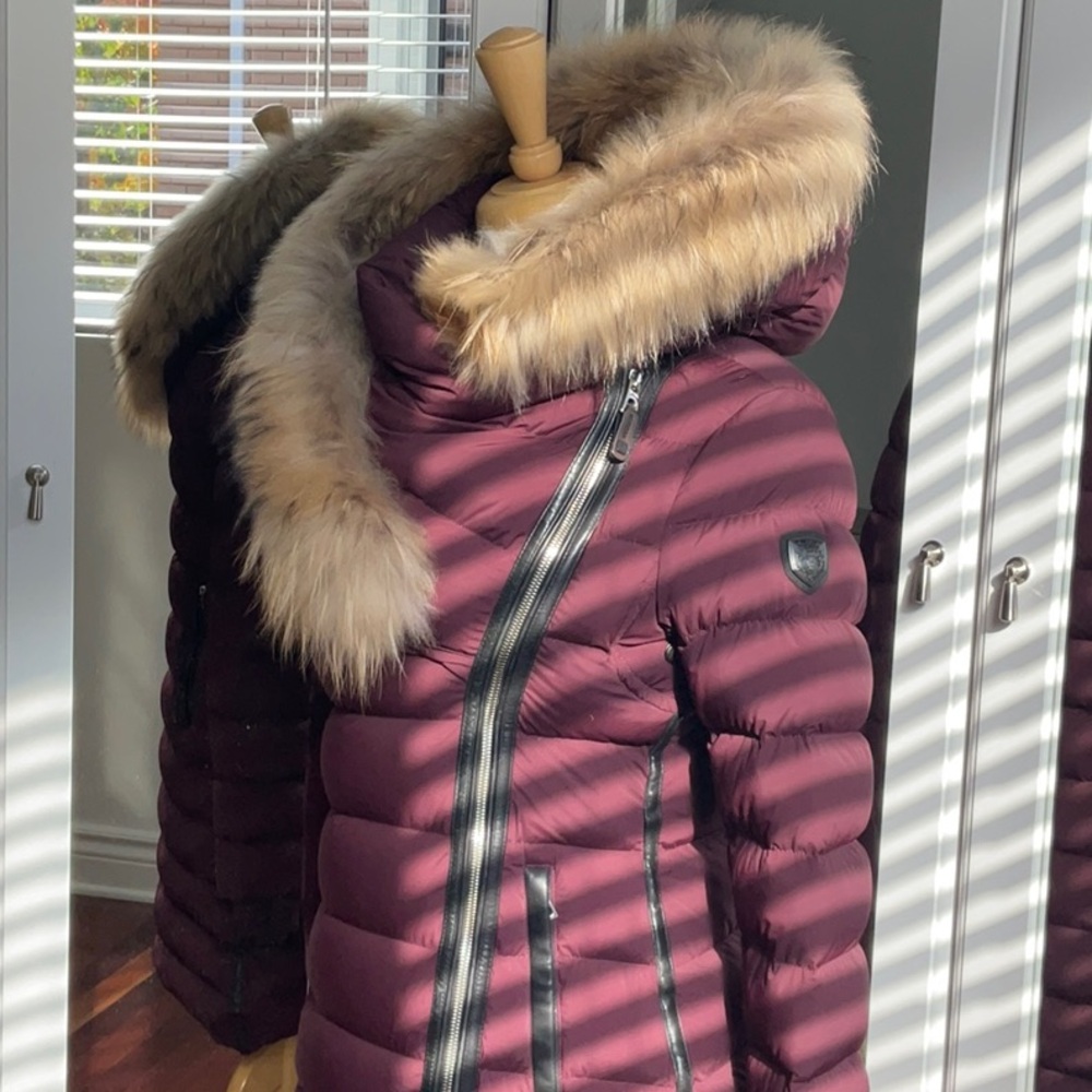 Rudsak Melodic Quilted Down Winter Coat / WITH OR WITHOUT FUR/ Burgundy / Medium - Picture 3 of 16